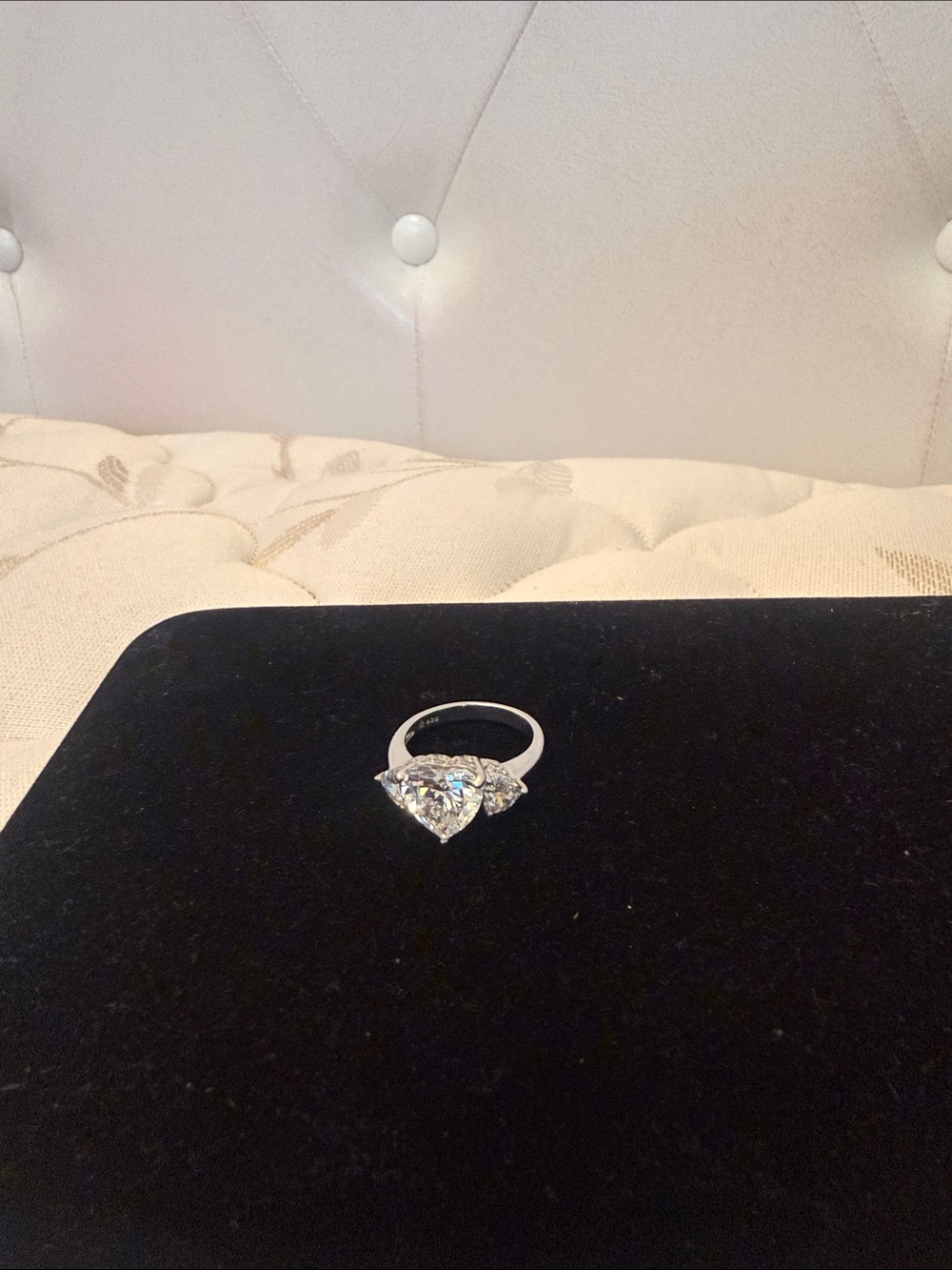 Silver Heart-Shaped Cubic Zirconia Ring in White